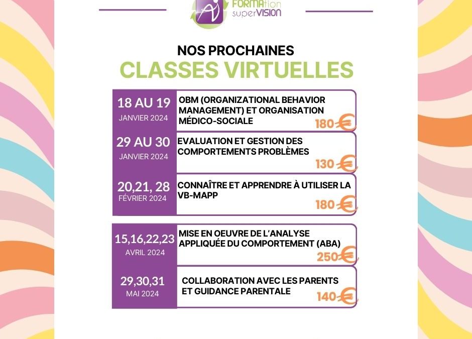 Prochaines dates des classes virtuelles